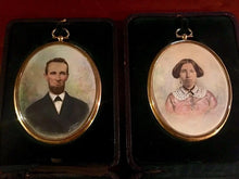 Load image into Gallery viewer, Antique Miniature Painting Photo Portraits in Leather Presentation Cases Signed

