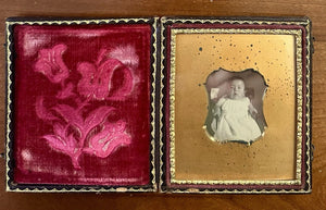 ID'd Baby Dag Dated 1858 Unusual Little Window Mat 1/6 Daguerreotype HEAVY!