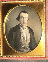 Load image into Gallery viewer, 1/6 Daguerreotype Handsome UNIBROW Long Hair Man Wearing Suit &amp; Vest 1840s
