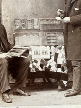 Load image into Gallery viewer, Double Exposure Occupational PEN SALESMAN Sign &amp; Crazy Quilt Antique Trick Photo

