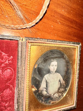 Load image into Gallery viewer, 1/6 Daguerreotype Little Girl ID&#39;d by Note + Braid of Hair - West Virginia 1840s
