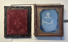 Load image into Gallery viewer, 1850s 1/6 PLATE DAGUERREOTYPE LITTLE GIRL CASUAL POSE LONG HAIR BOOK STYLE CASE
