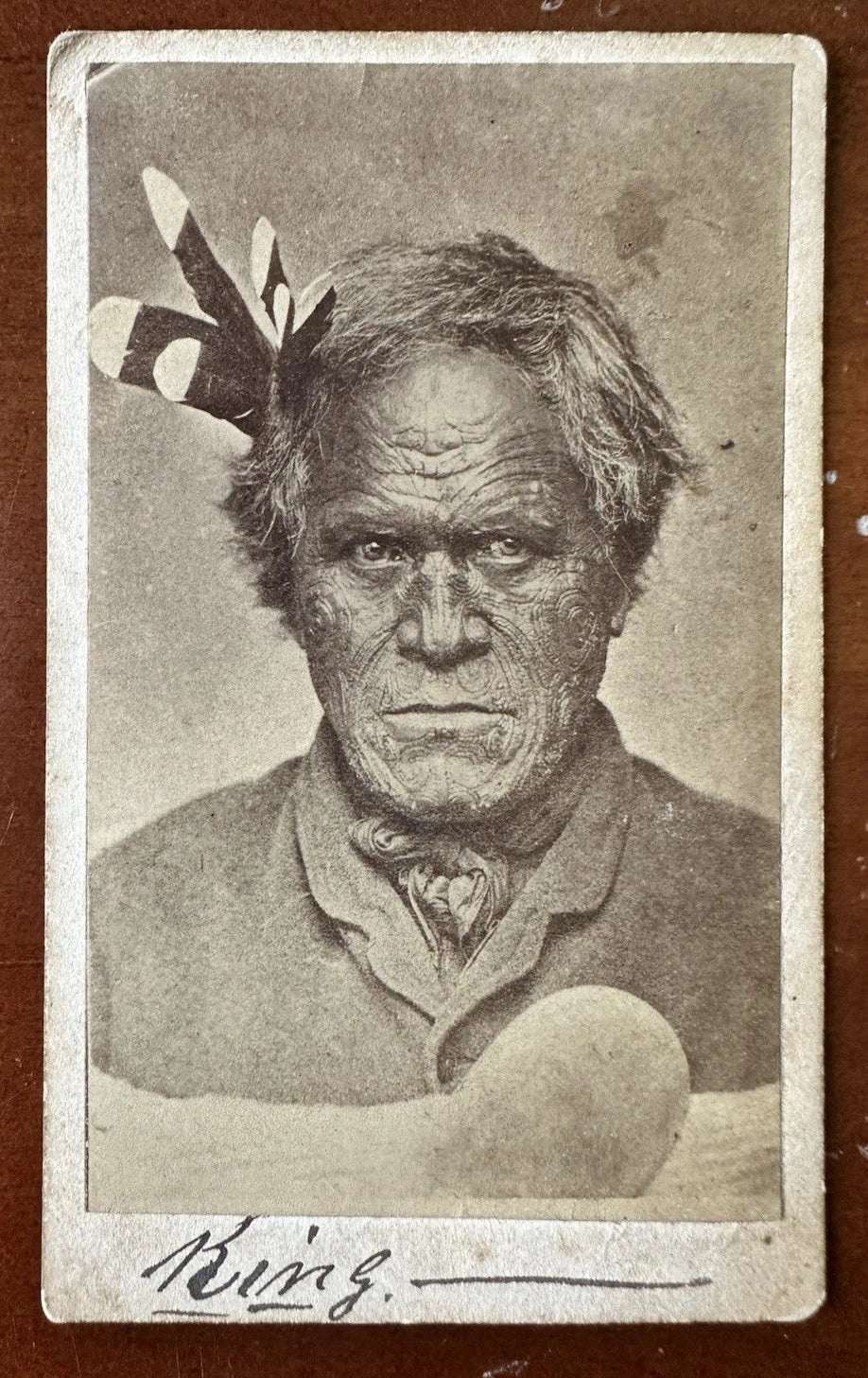 Tomika Te Mutu MAORI CHIEF Rare CDV Photo Tribal Face Tattoo 1800s
