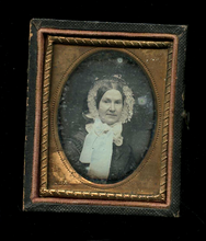 Load image into Gallery viewer, 1/9 daguerreotype New York woman wearing a bonnet NY Photographer ANSON
