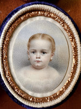 Load image into Gallery viewer, Antique Miniature Portrait Paintings Boy &amp; Girl Siblings In Clouds 1840s 1860s
