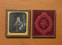 Load image into Gallery viewer, Boy Holding Restless Dog - Or Two Dogs / Motion Blur? 1/6 Daguerreotype
