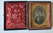 Load image into Gallery viewer, Civil War Era Young Woman Wearing Tinted Fez &amp; Uniform 1860s Ambrotype Photo vivandiere
