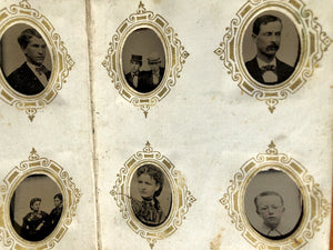 Miniature 1860s 1870s Tintype Album 64 Gem Photos Men Women Children Groups