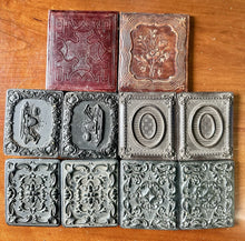 Load image into Gallery viewer, Lot of Antique Ambrotype Tintype in Union Cases + Real Hair or Plant Folk Art
