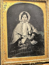 Load image into Gallery viewer, 1/4 AMBROTYPE PRETTY ABERDEEN WOMAN WEARING BONNET SCOTLAND PHOTOGRAPHER
