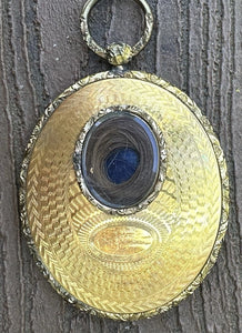 Gold 1840s Daguerreotype Pendant with Hair - Possible Mourning Photo