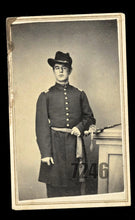 Load image into Gallery viewer, ID'd Civil War Soldier BLOOD STAIN? 1860s CDV Photo Tax Stamp Illinois
