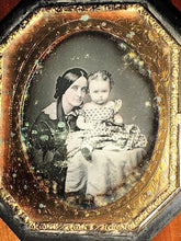 Load image into Gallery viewer, Affectionate Pretty Mother &amp; Child 1/6 Plate Daguerreotype Octagonal Union Case
