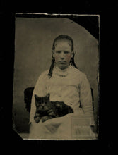 Load image into Gallery viewer, Antique 1870s Tintype Photo Little Girl Holding Cat
