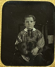 Load image into Gallery viewer, Boy Holding Restless Dog - Or Two Dogs / Motion Blur? 1/6 Daguerreotype
