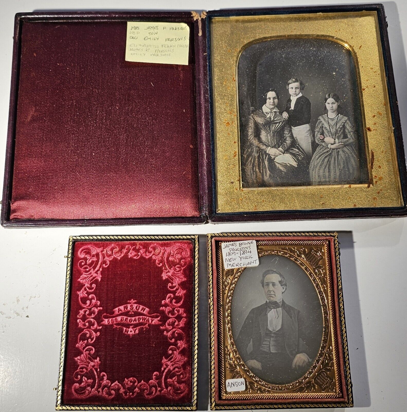 Daguerreotype Photo Lot New York Merchant & Family 1840s 1850s