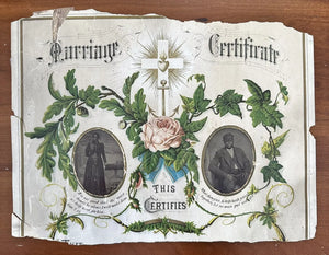 Rare Antique African American Tintype Photos in Original Marriage Certificate