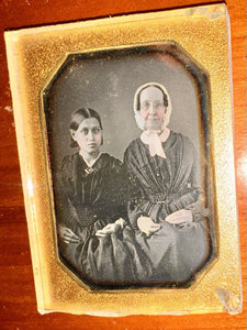 1/4 1840s Daguerreotype ID'd Woman + Girl Mourning OAT FAMILY Philadelphia