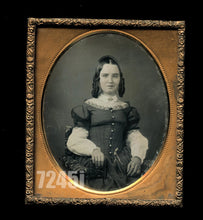 Load image into Gallery viewer, Daguerreotype of a Woman Holding Photo Case Ringlet Curls MT Lincoln Resemblance
