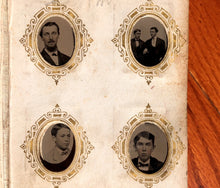 Load image into Gallery viewer, Miniature 1860s 1870s Tintype Album 64 Gem Photos Men Women Children Groups
