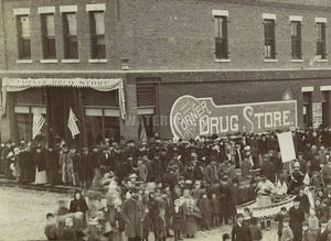 rare 1880s photo street scene republican political parade in rushford minnesota
