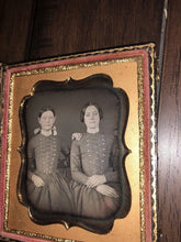 Load image into Gallery viewer, 1850s Daguerreotype Pretty Girls In Matching Homemade Dress Cute Pose Sisters
