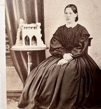 Load image into Gallery viewer, Woman Scale Model Builder CDV Photo Lot DRYBURGH ABBEY Scotland Rare Miniature
