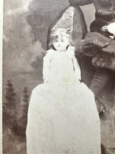 Load image into Gallery viewer, Danville ILLINOIS Girl with Two Dolls 1890s Cabinet Card Photo Vintage Antique
