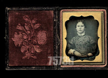 Load image into Gallery viewer, 1850s Daguerreotype Pretty Girl Waves in Hair Mourning Bands? Sealed 1800s photo
