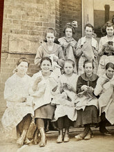 Load image into Gallery viewer, Little Girls Sew / Knitting Class Antique Photo RPPC Vintage 1910s Schoolhouse
