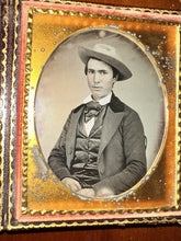 Load image into Gallery viewer, HANDSOME MAN WEARING WESTERN STYLE COWBOY HAT 1/6 PLATE DAGUERREOTYPE PHOTO
