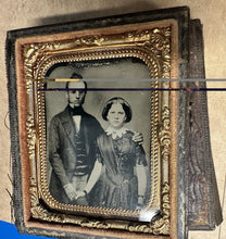 Load image into Gallery viewer, Rare Blind Man with his Wife 1850s 1860s Ruby Ambrotype 1/9 Plate
