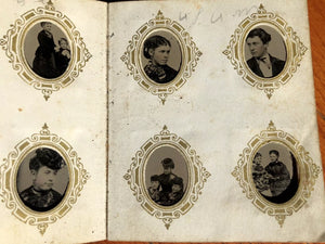 Miniature 1860s 1870s Tintype Album 64 Gem Photos Men Women Children Groups
