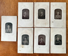 Load image into Gallery viewer, Civil War Era Tintypes Little Girls Sisters Friends Patriotic Mats Tinted 1860s
