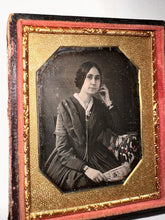 Load image into Gallery viewer, 1/6 Daguerreotype Beautiful Woman Holding Fan Tinted Table 2 Hair Bracelets
