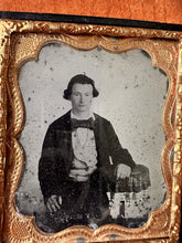 Load image into Gallery viewer, Two Images Young Civil War Soldier in &amp; Out of Uniform in Double Case Tintype
