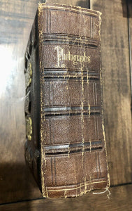 Empty 1860s Leather Photo Album Holds 50 CDVs or Tintype Photos