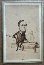 Load image into Gallery viewer, ( Fredricks ) Rare 1860s CDV Billiards Trick Shot Pool Player Caricature Antique
