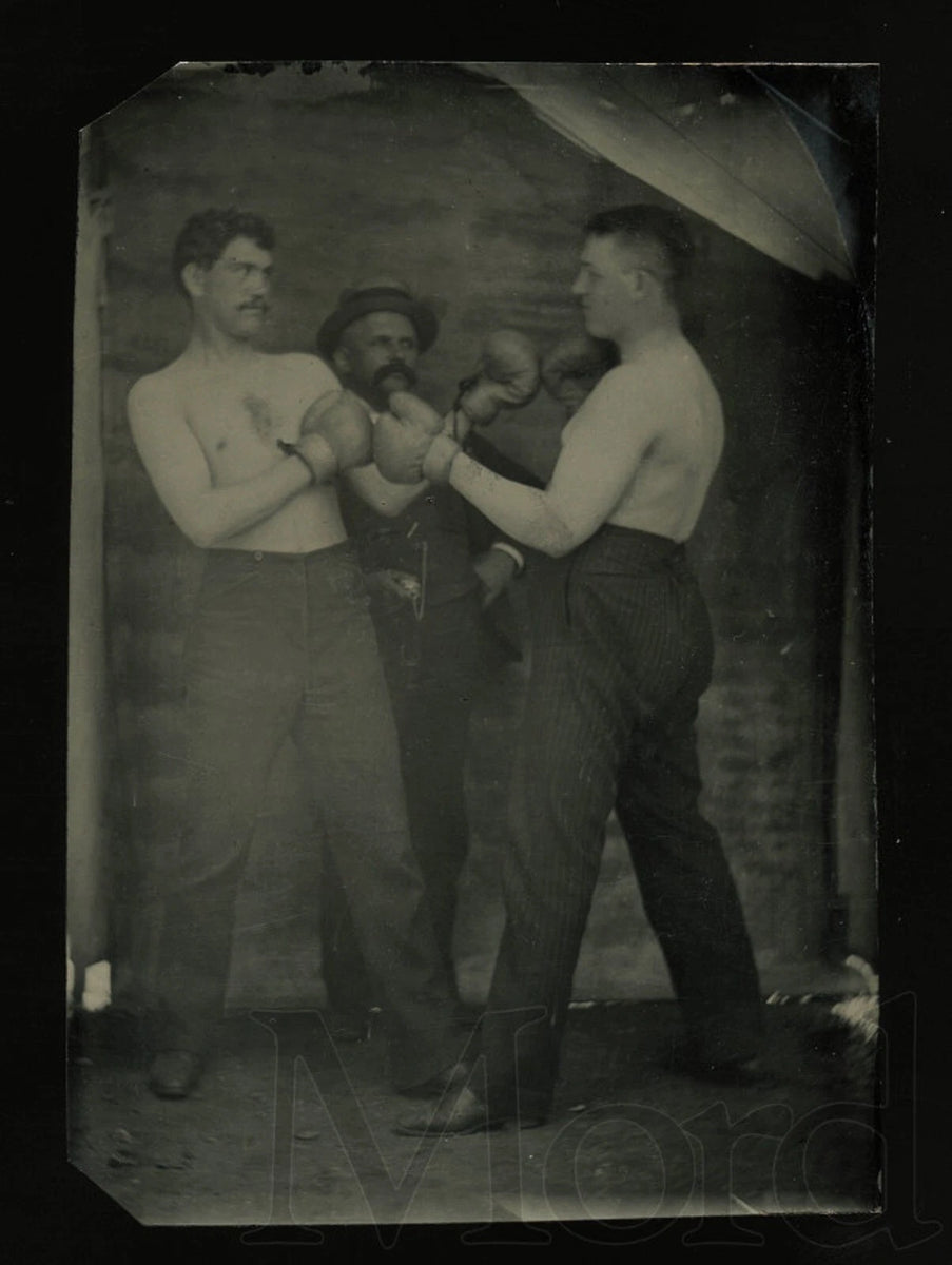 antique tintype photo Shirtless Boxers with Referee 1800s – The ...