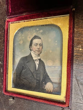 Load image into Gallery viewer, 1/6 tinted daguerreotype handsome man Moroccan leather case 1850s Photo Color

