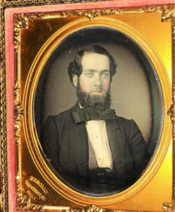 [ GERMON ] 1/6 Daguerreotype Philadelphia Man Big Beard Politician? 1800s Photo