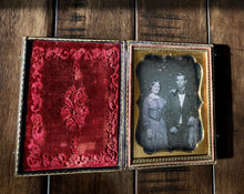 Load image into Gallery viewer, 1/4 Daguerreotype Photo Handsome Man &amp; Pretty Woman, Husband Wife Sealed 1800s
