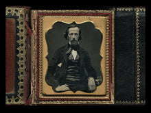 Load image into Gallery viewer, DASHING MAN WITH GOATEE 1/6 PLATE DAGUERREOTYPE PHOTO VELVET BOOK CSSE POET TYPE
