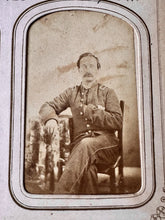 Load image into Gallery viewer, Large Leather Album with Civil War Soldiers ID'd 1860s CDV Tintype Photo
