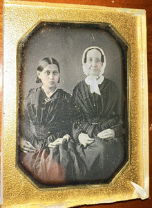 1/4 1840s Daguerreotype ID'd Woman + Girl Mourning OAT FAMILY Philadelphia