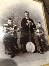 Load image into Gallery viewer, Antique Photo Father &amp; Young Sons Musicians / Musical Group with Banjo &amp; Guitars
