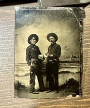 Load image into Gallery viewer, Rare Occupational Telegraph Linemen Cowboy Hats &amp; Tools Antique Tintype Photo

