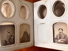 Load image into Gallery viewer, Large Leather Album with Civil War Soldiers ID'd 1860s CDV Tintype Photo
