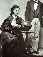 Load image into Gallery viewer, WEIRD! Man &amp; Woman w Black Diamond Watermelon! Unusual Tintype Photo Rare Farmer
