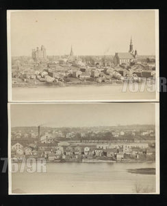 Two Rare Bird's-Eye CDV Views of Aurora Illinois in the 1860s History